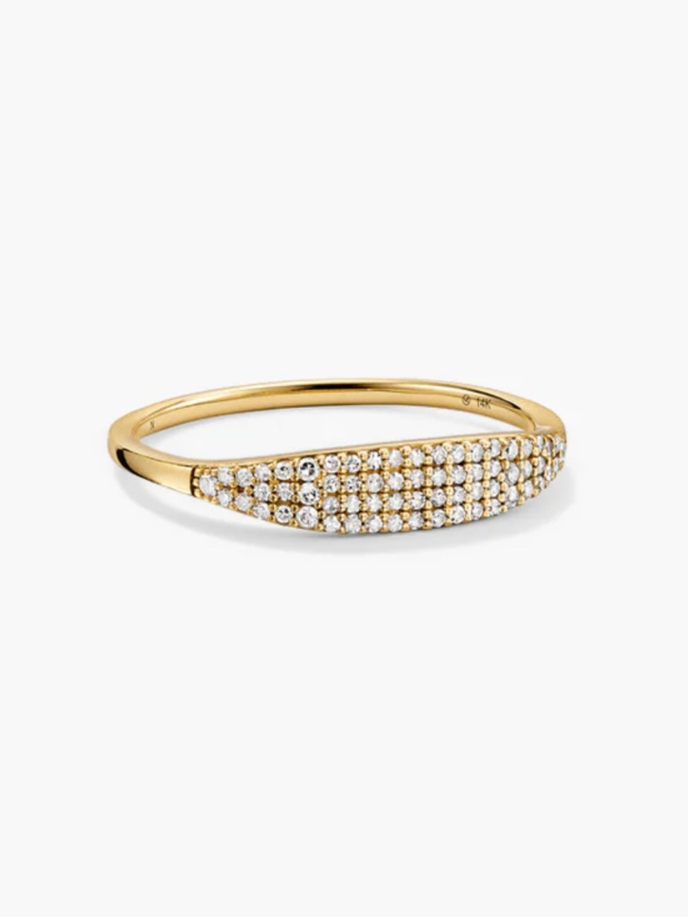 Mejuri Pave Diamond Slim Signet Ring